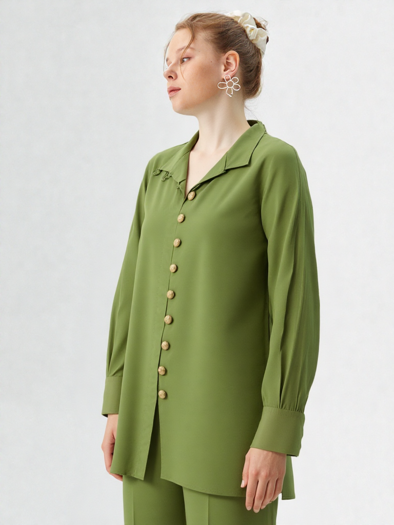 Olive Crepe Co-ord Set