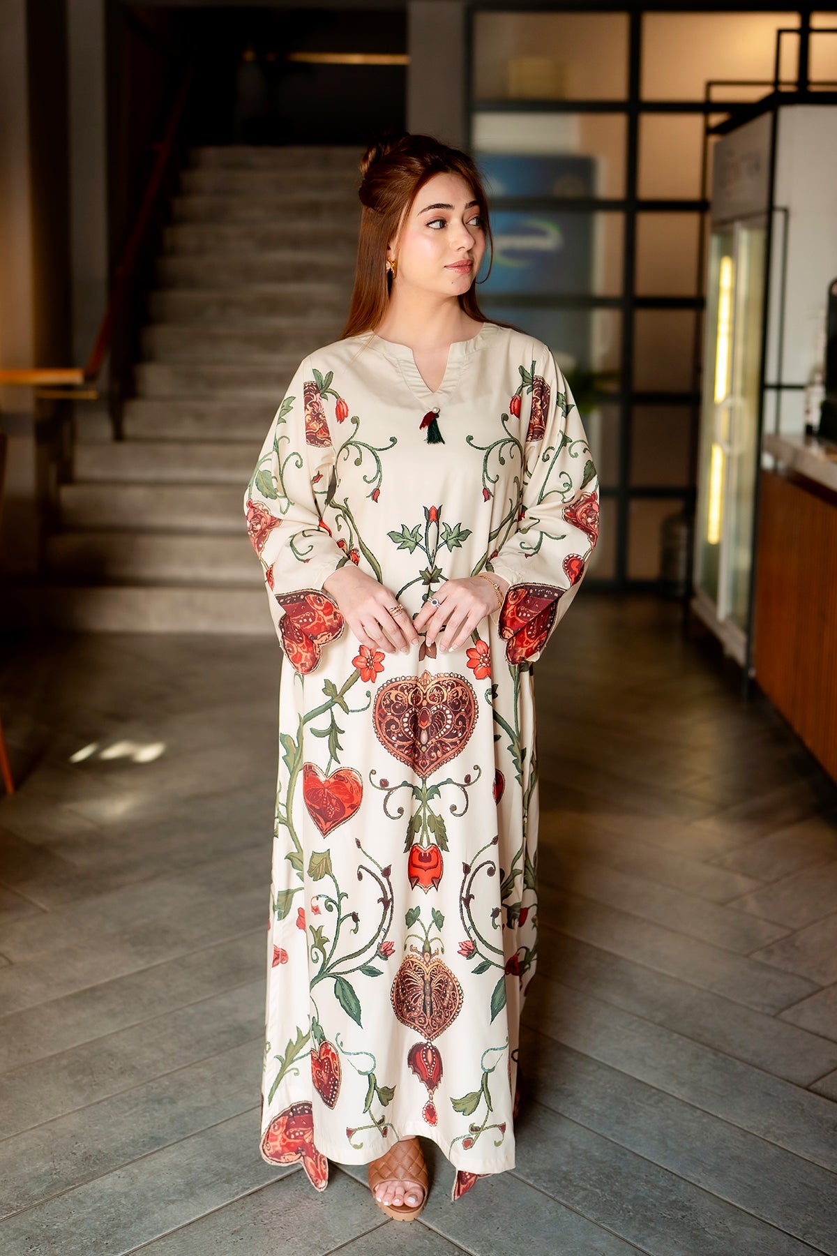 Printed Kaftan Dress