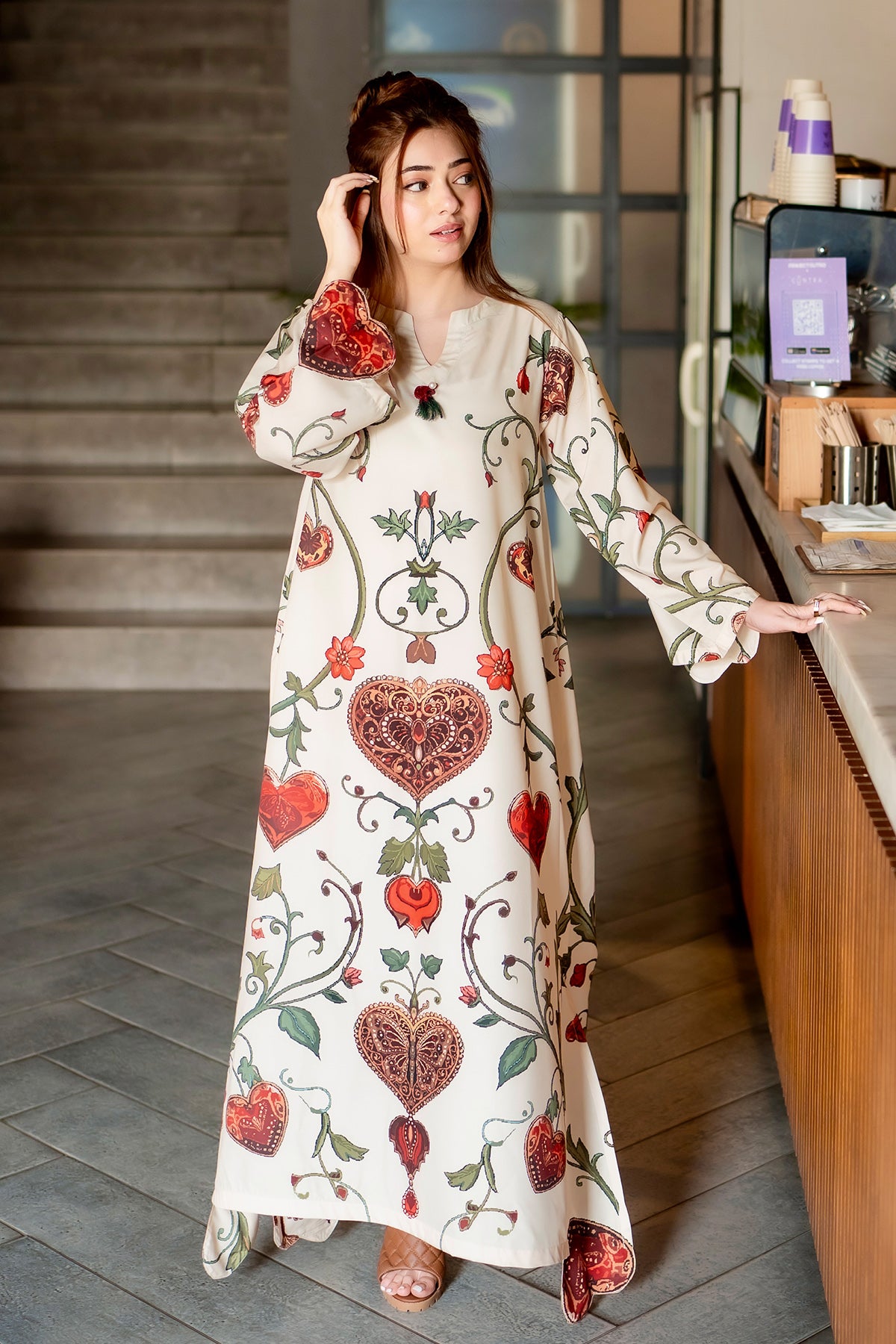Printed Kaftan Dress