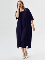 Navy Crepe Shrug Dress