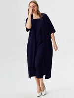 Navy Crepe Shrug Dress