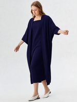 Navy Crepe Shrug Dress