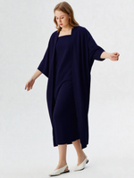 Navy Crepe Shrug Dress