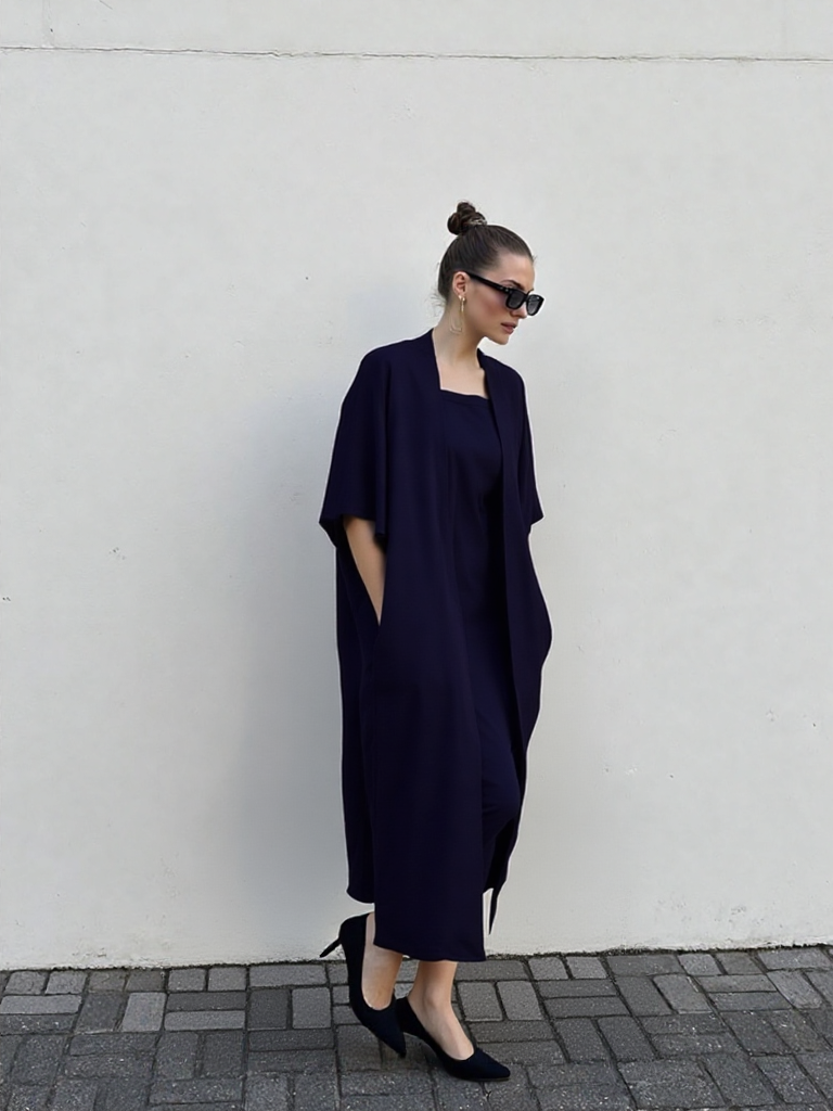 Navy Crepe Shrug Dress Be Yourself Navy Crepe Shrug Dress Be Yourself