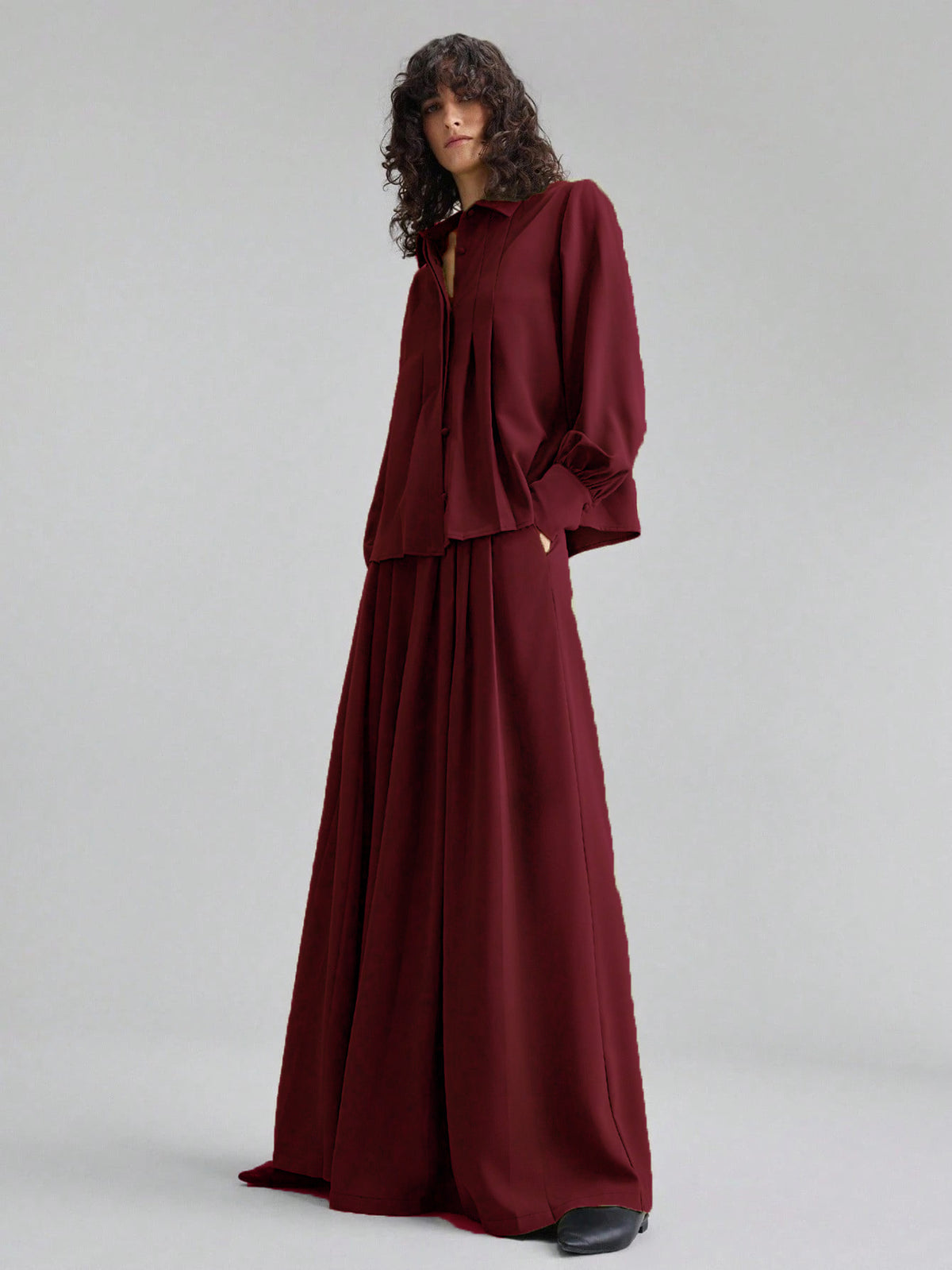 Maroon Crepe Dress