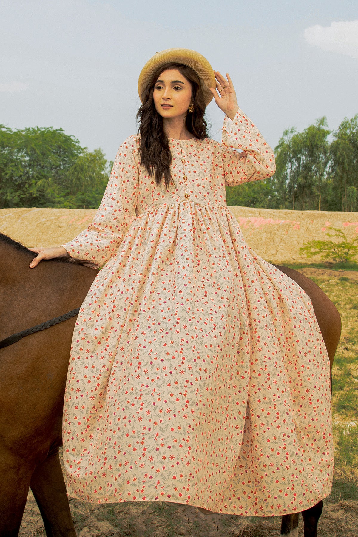 Printed Cotton Silk Maxi