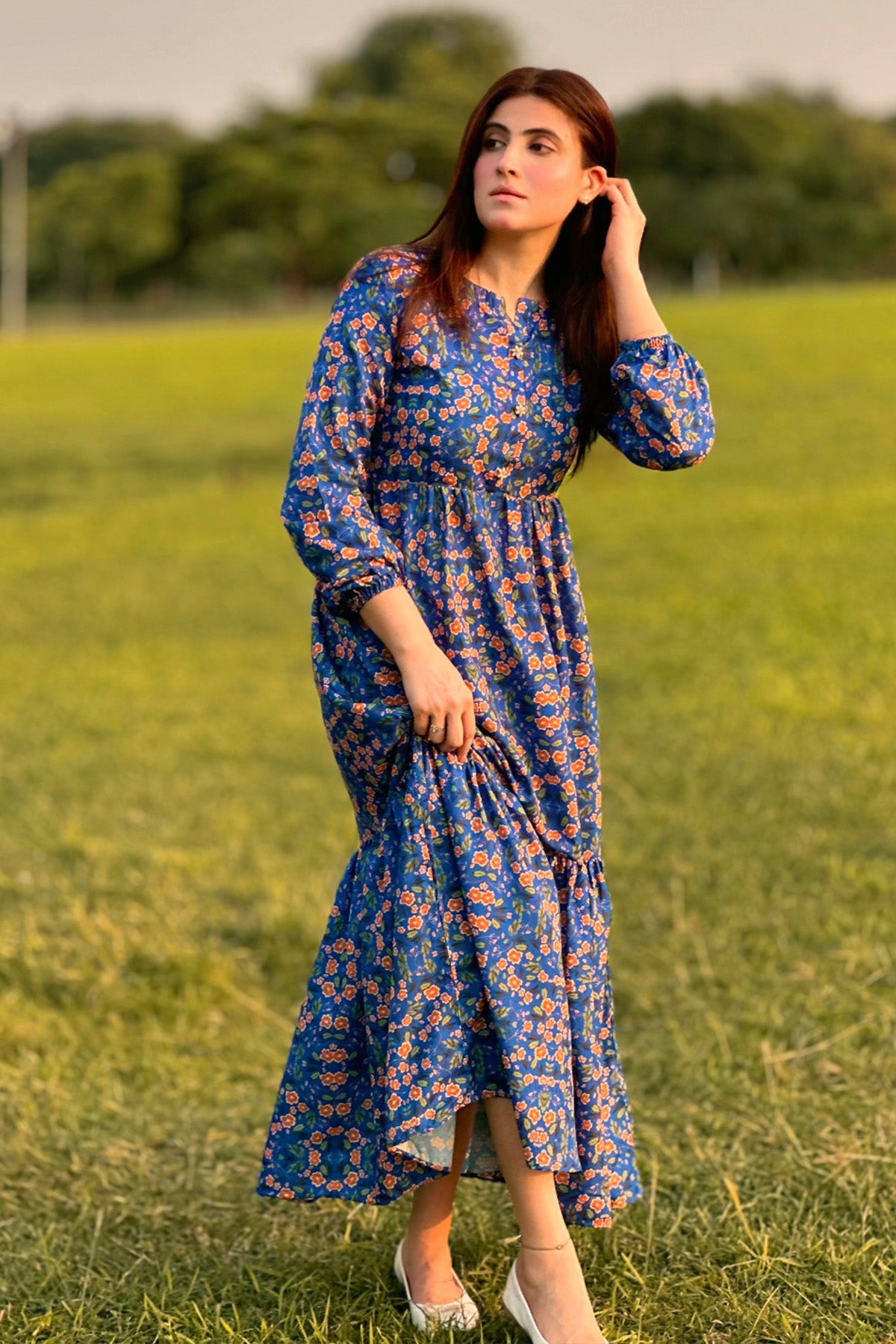 Printed Cotton Silk Maxi