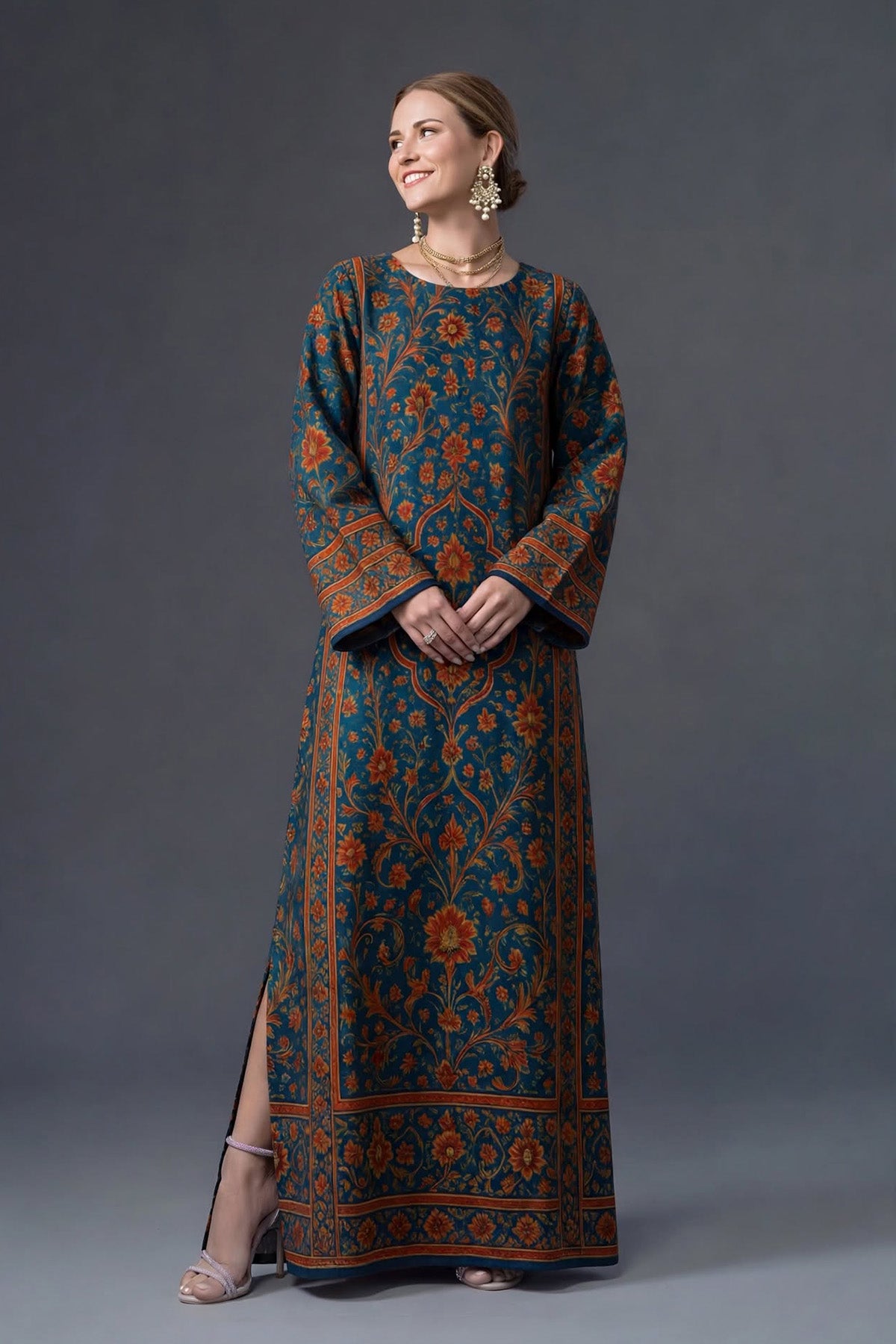 Printed Wool Kaftan