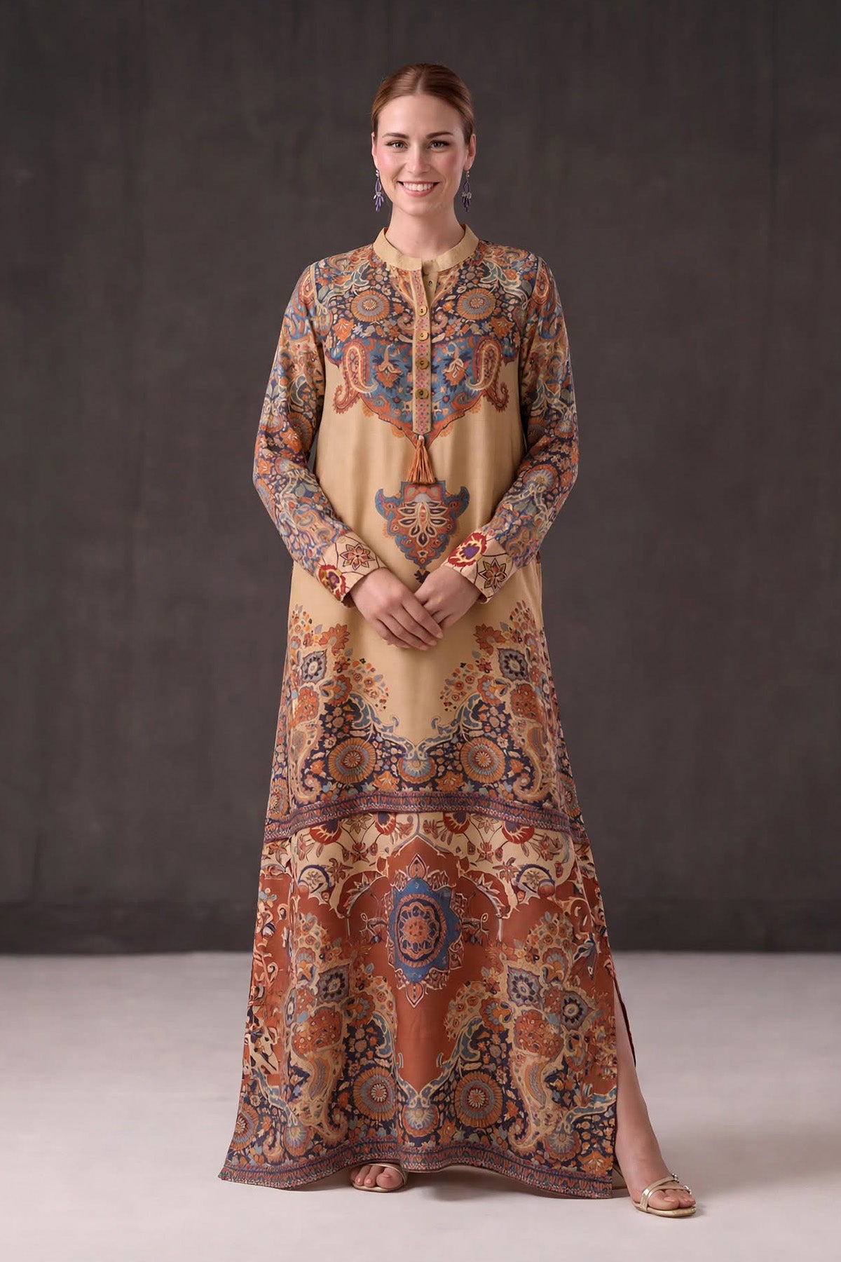 Printed Wool Kaftan