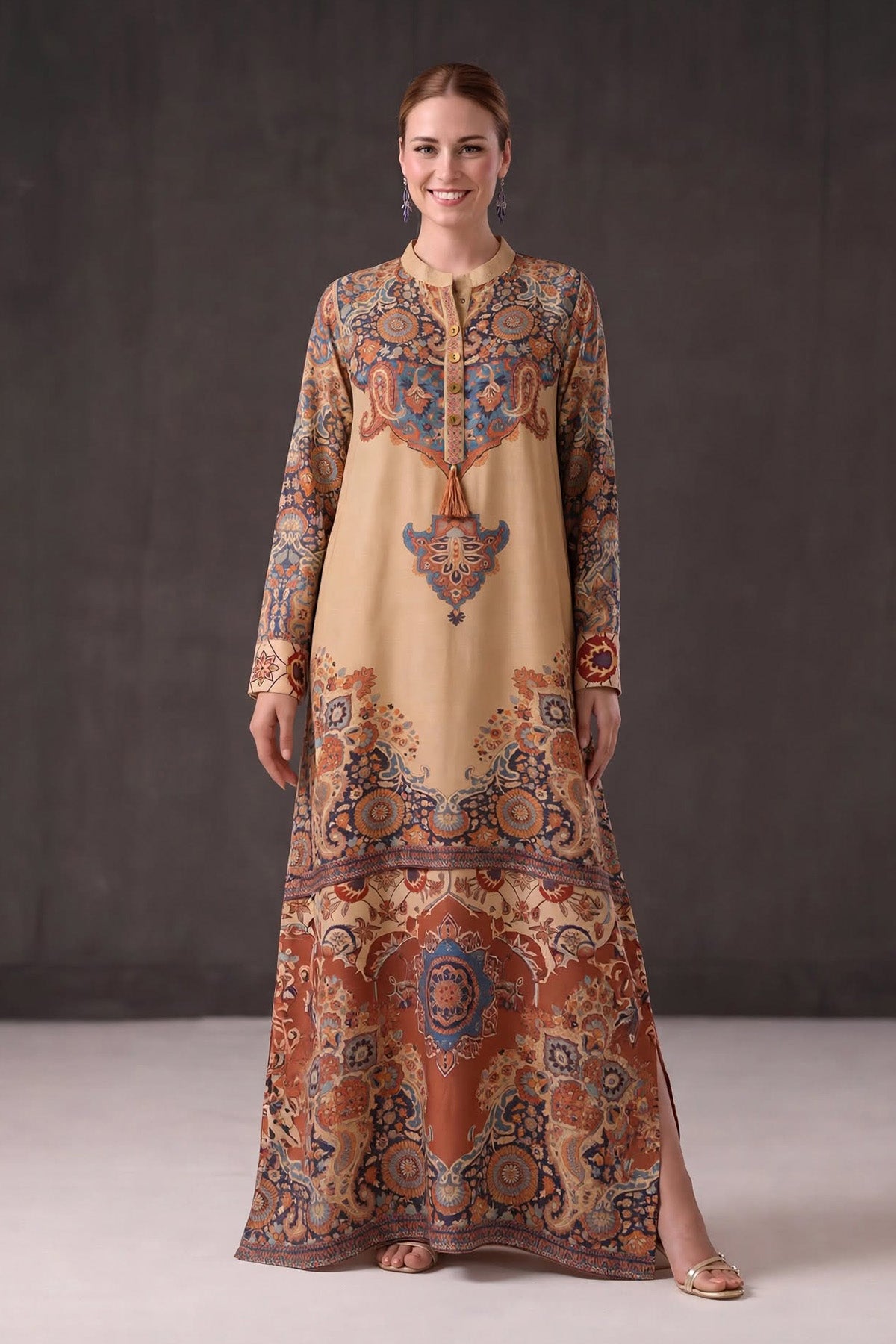 Printed Wool Kaftan