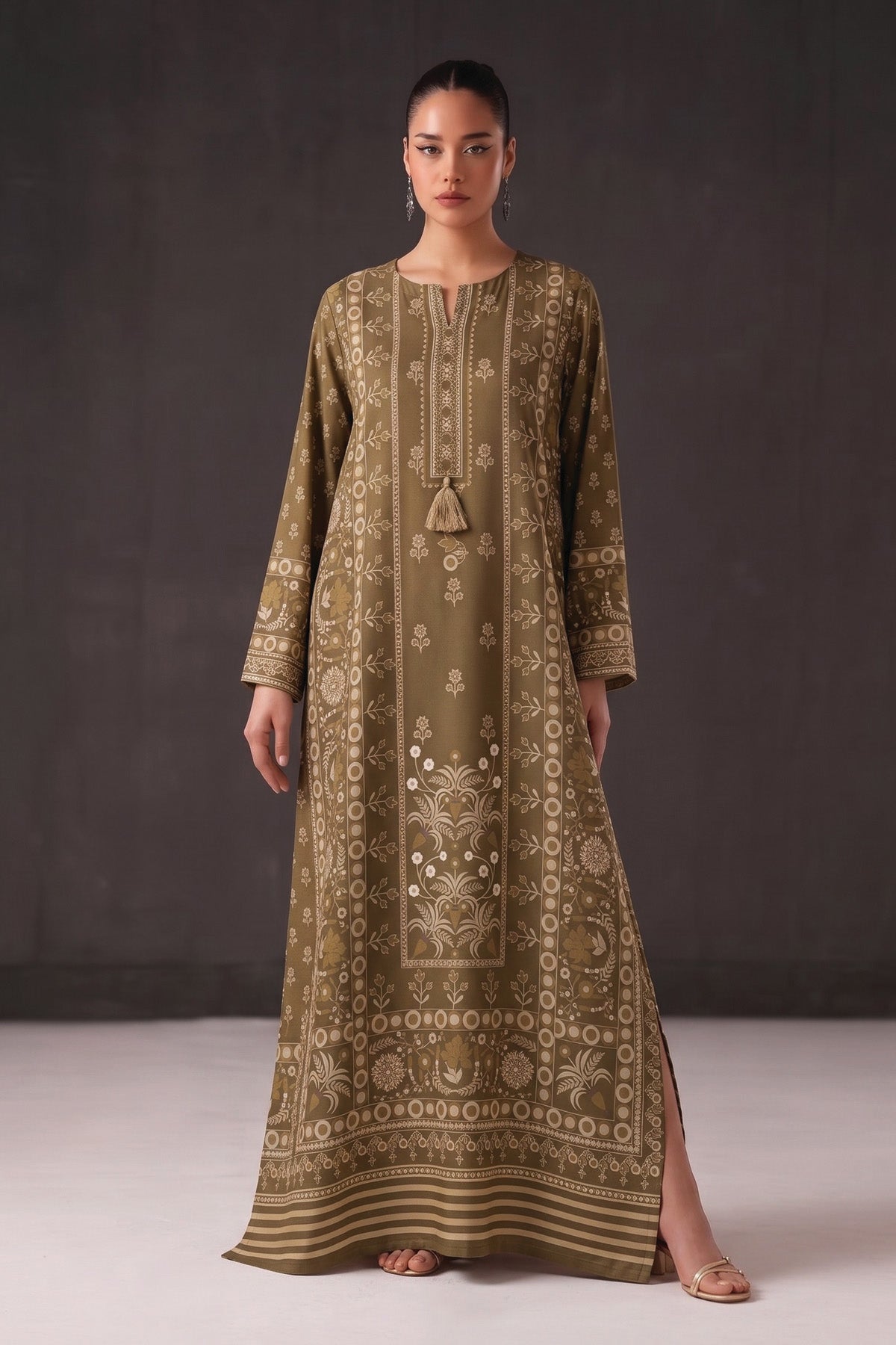 Printed Wool Kaftan