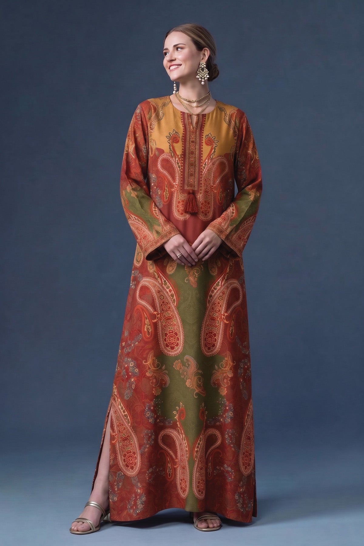 Printed Wool Kaftan