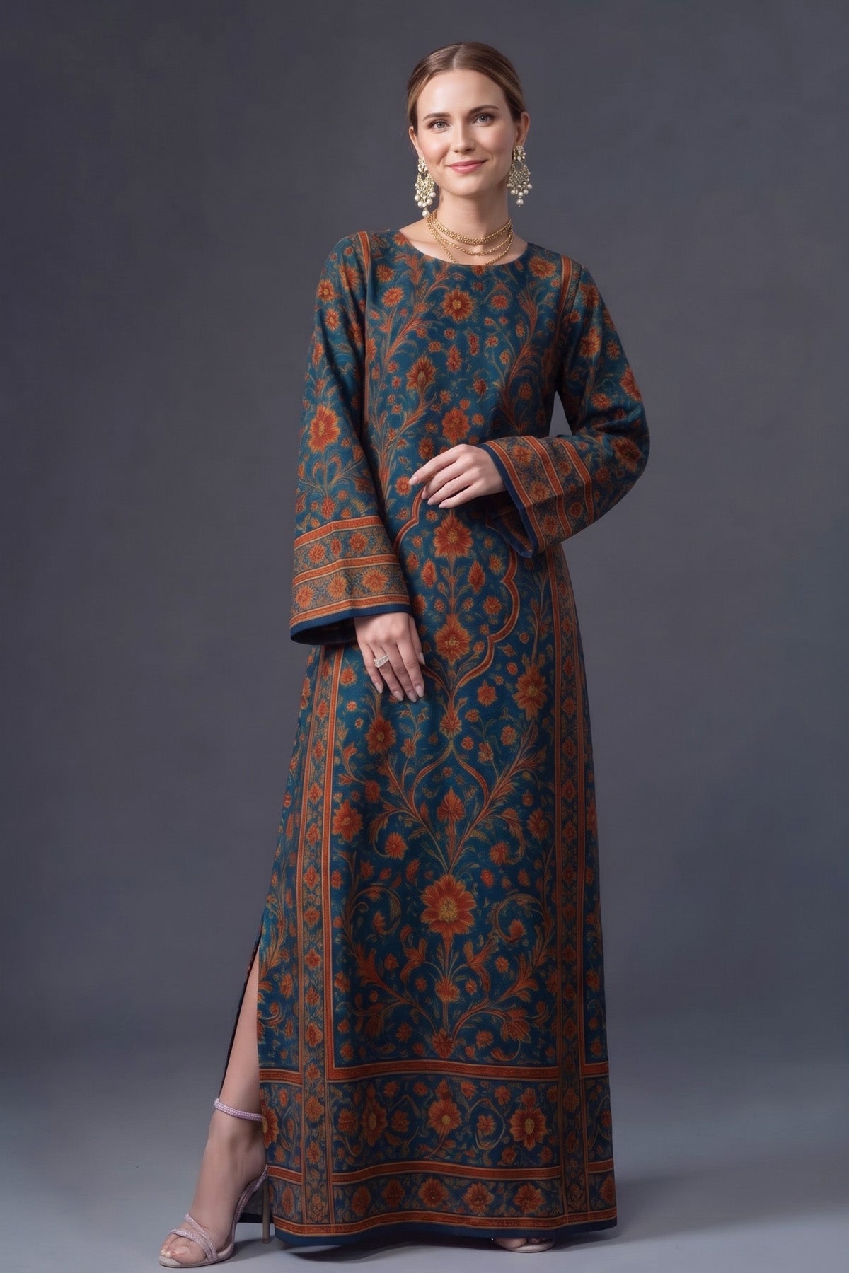 Printed Wool Kaftan