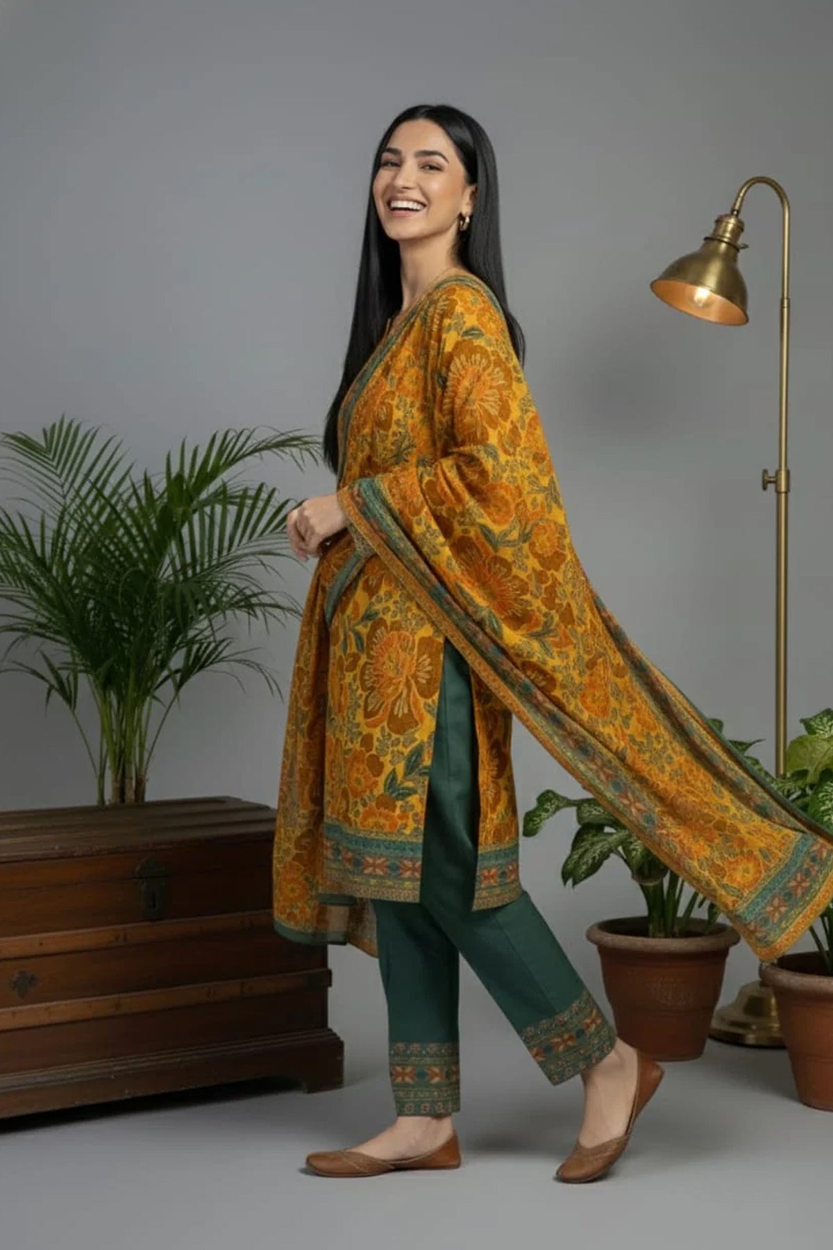 3 Piece Khaddar Suit-Printed