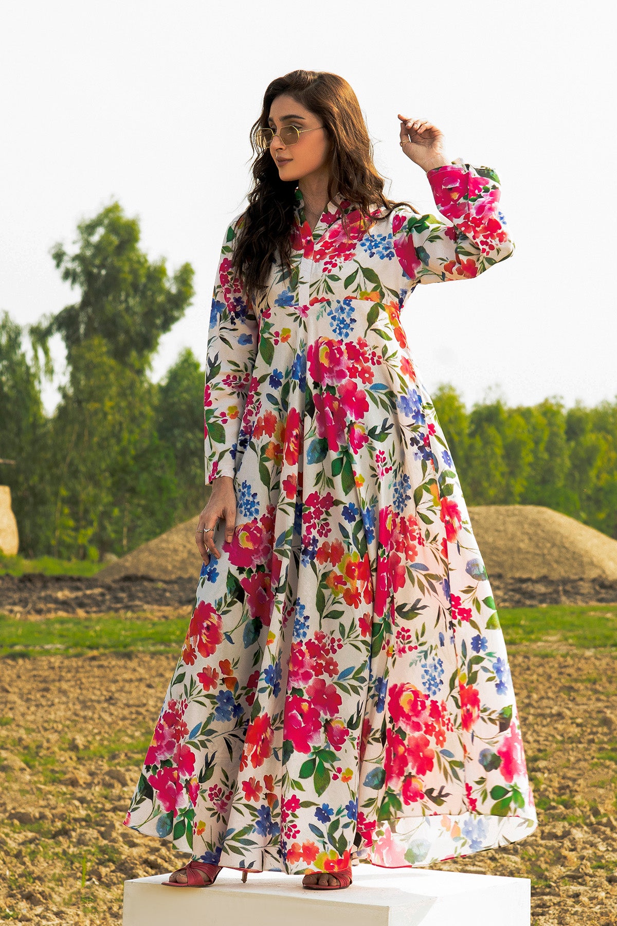 Printed Cotton Silk Maxi