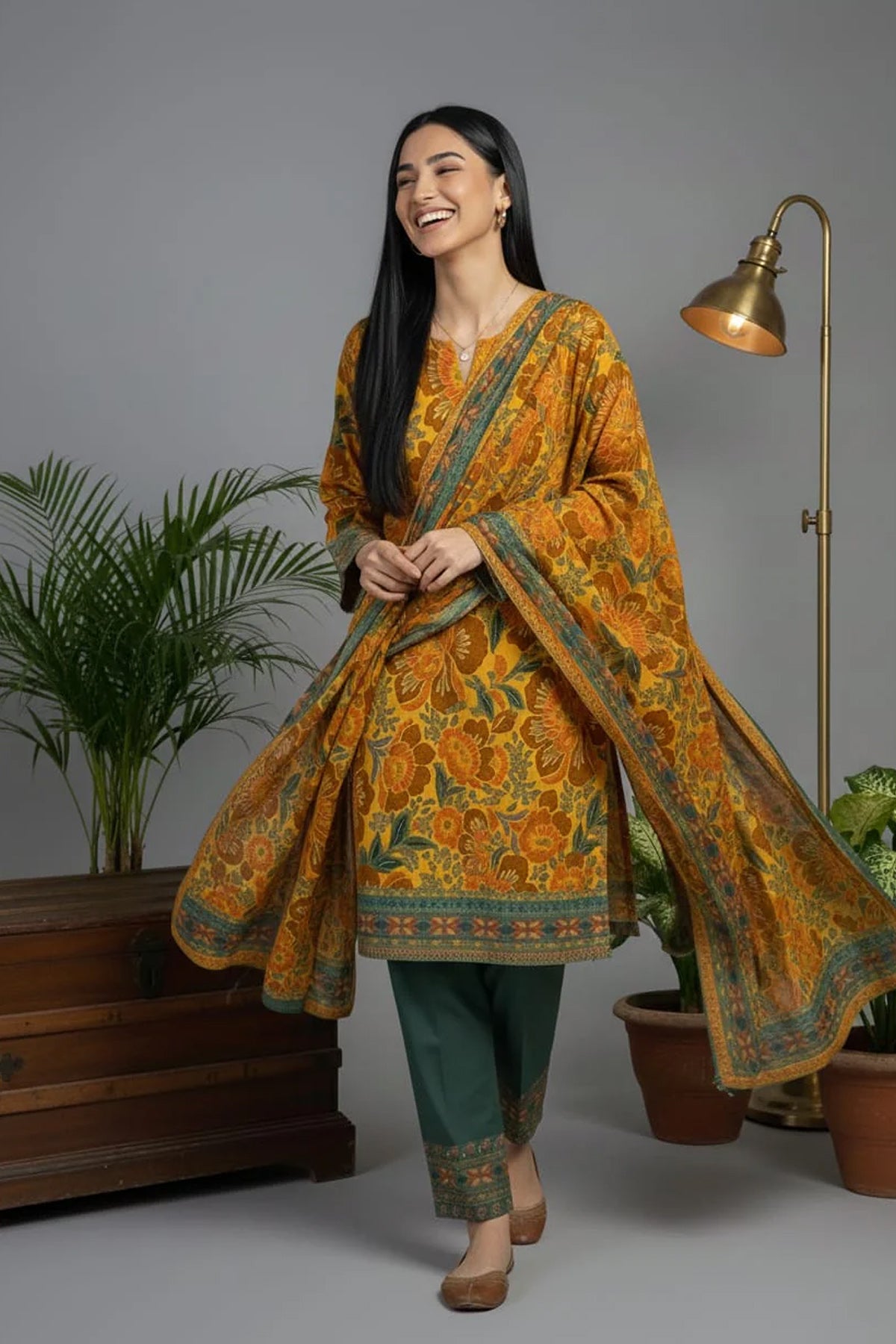 3 Piece Khaddar Suit-Printed