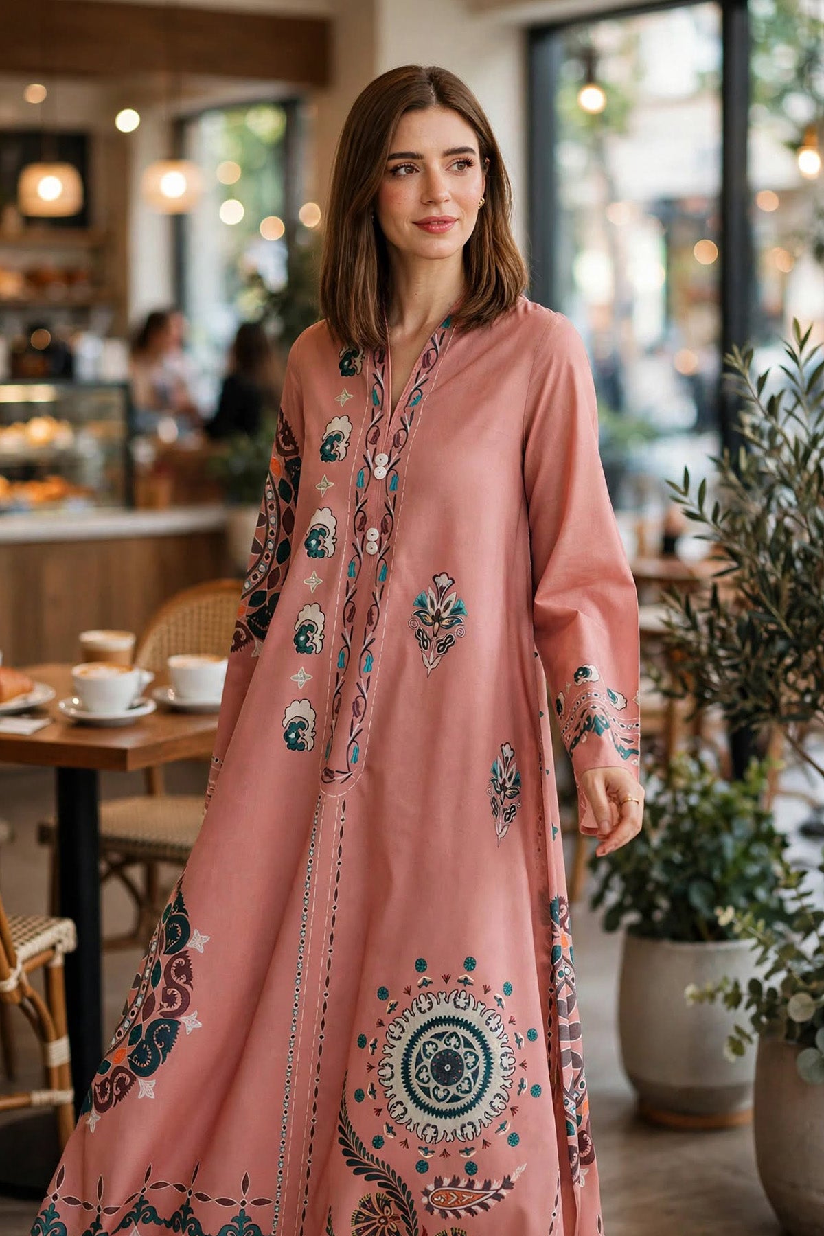 Printed Kaftan Dress