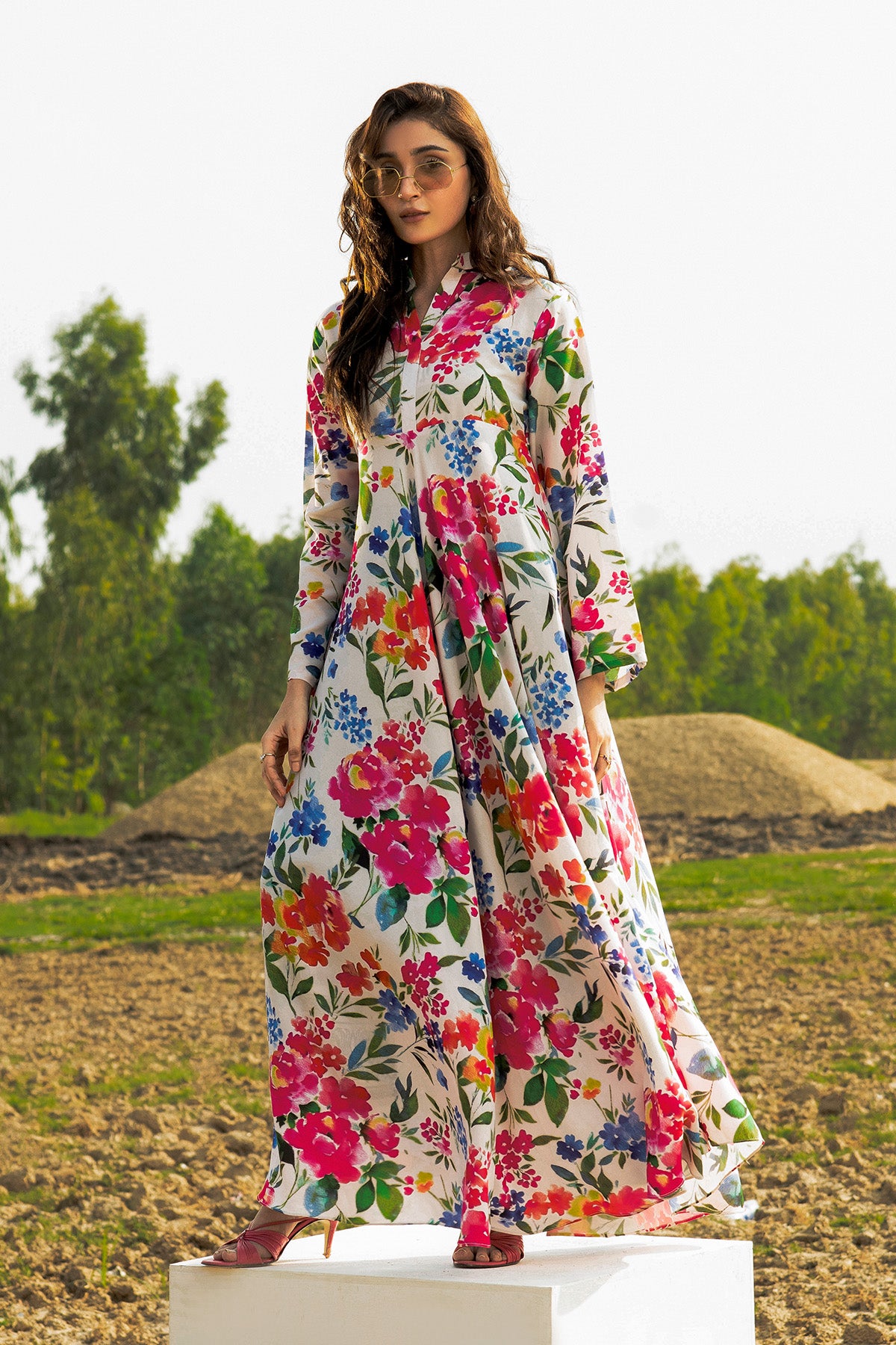Printed Cotton Silk Maxi