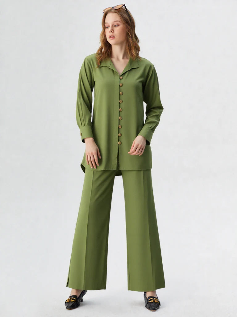 Olive Crepe Co-ord Set