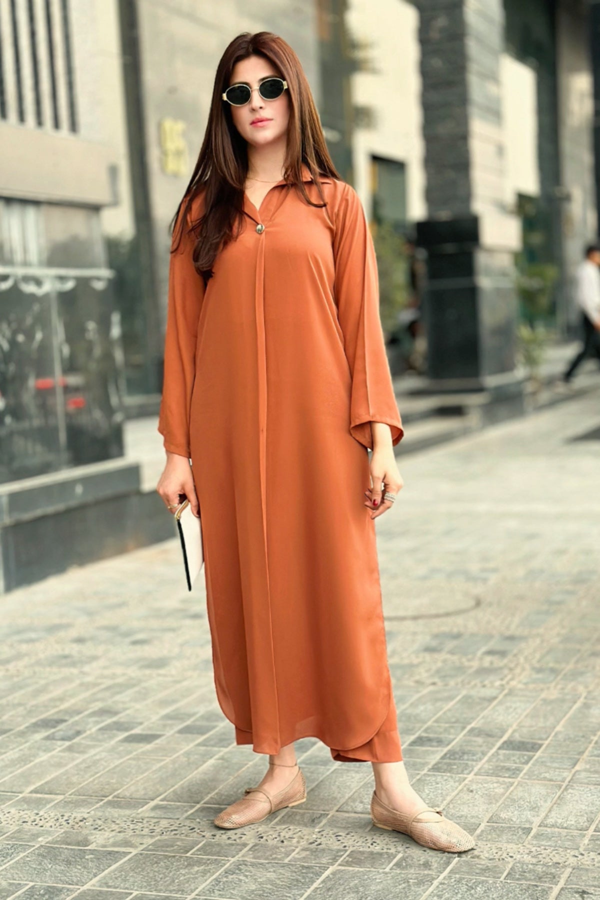 Polished Brown Long Dress