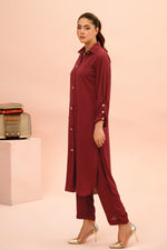Maroon Button Down Dress
