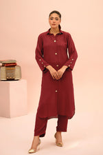 Maroon Button Down Dress