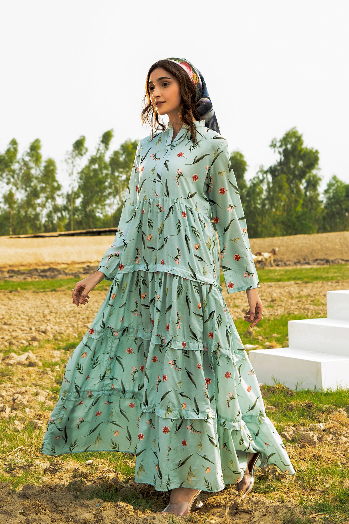 Printed Cotton Silk Maxi