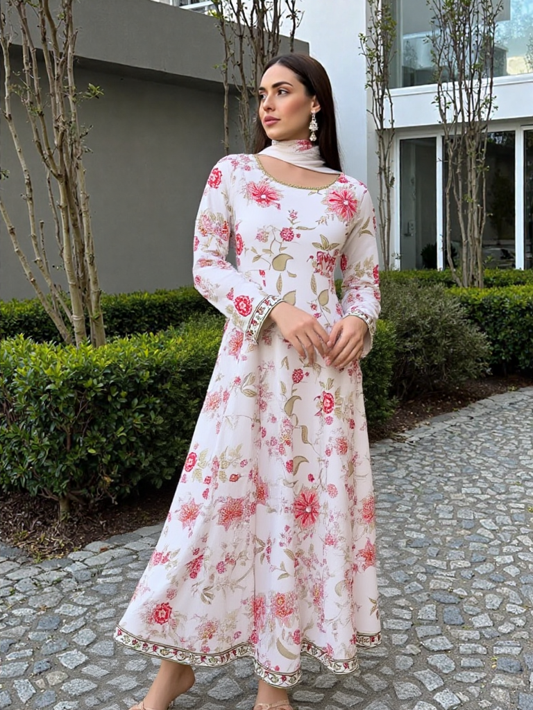 Printed Cambric Silk Dress