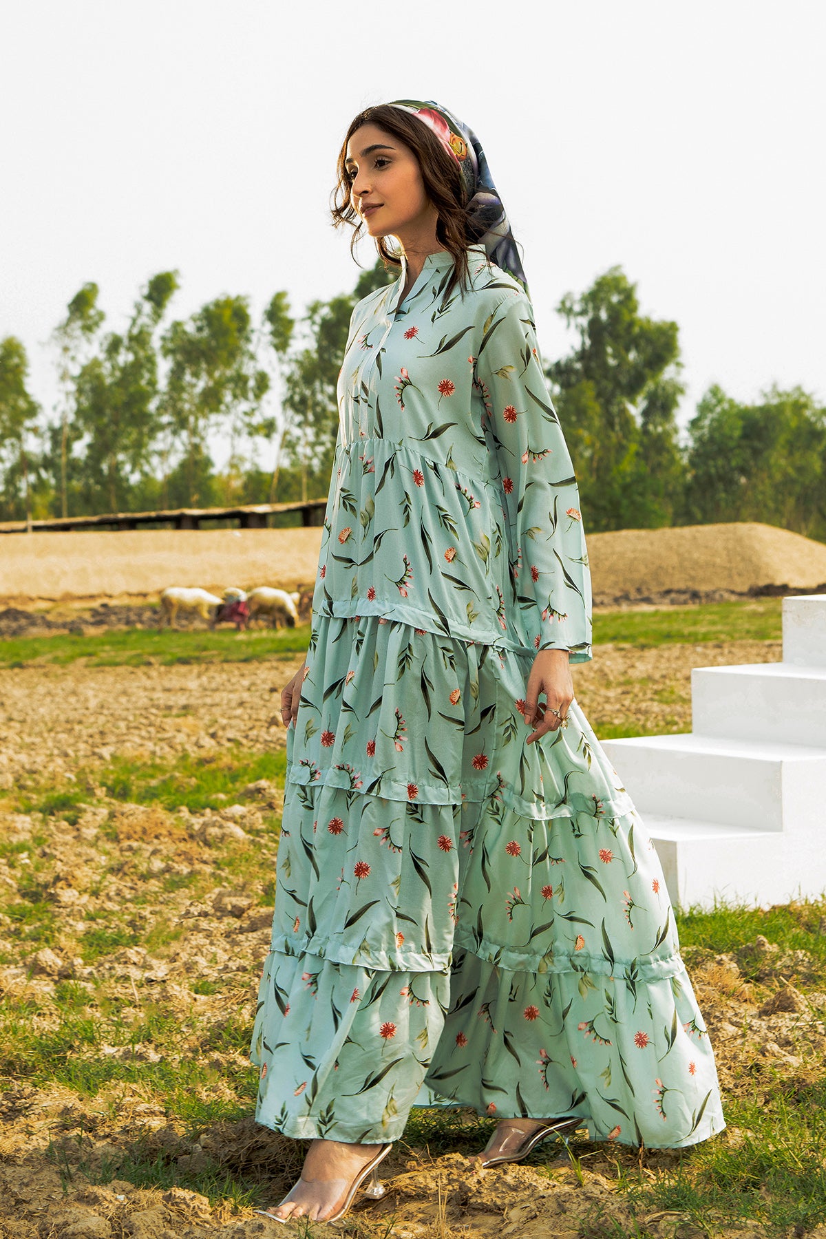 Printed Cotton Silk Maxi