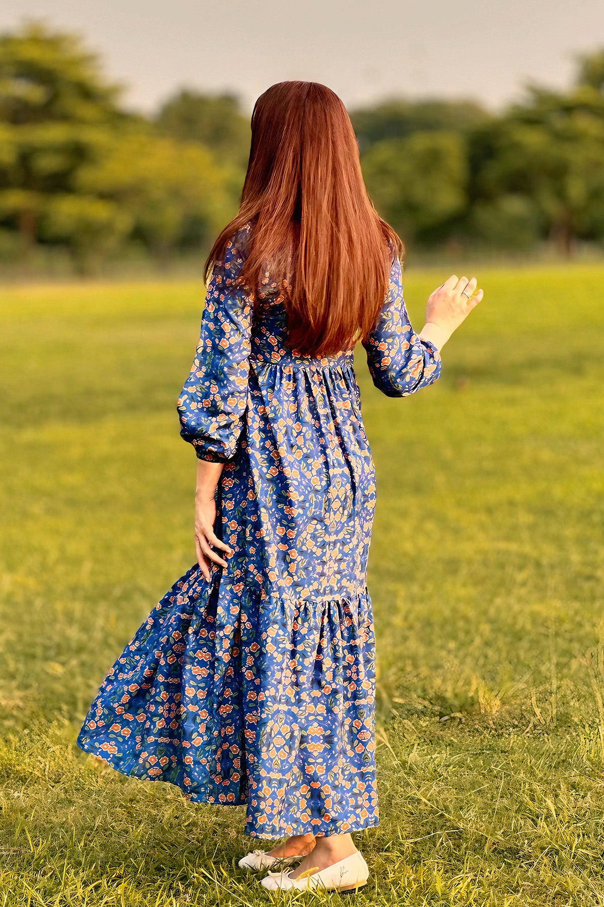 Printed Cotton Silk Maxi