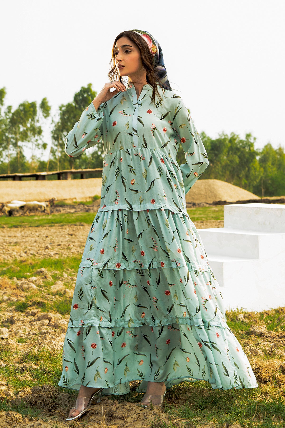 Printed Cotton Silk Maxi