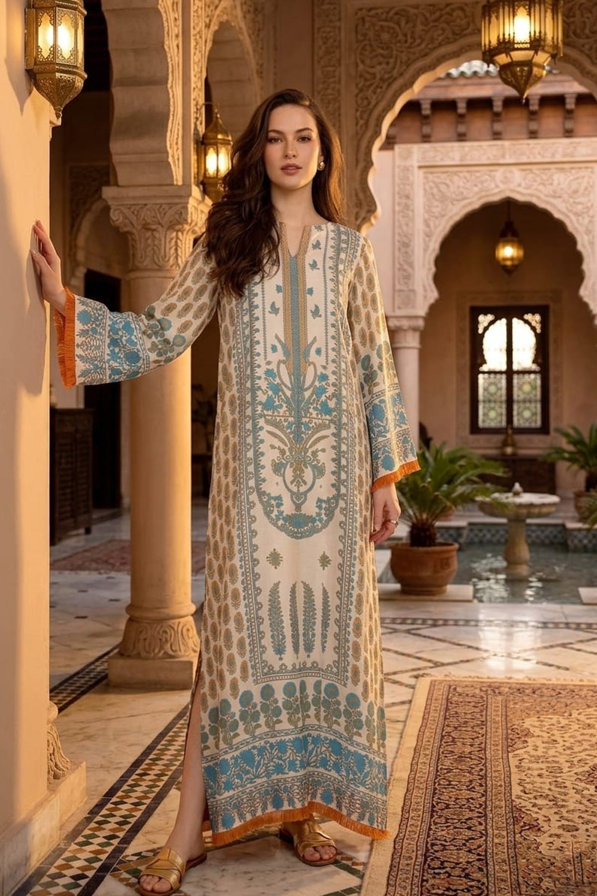 Printed Kaftan Dress
