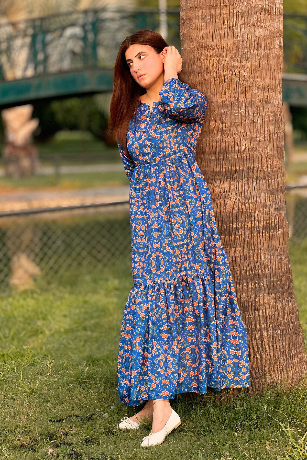 Printed Cotton Silk Maxi