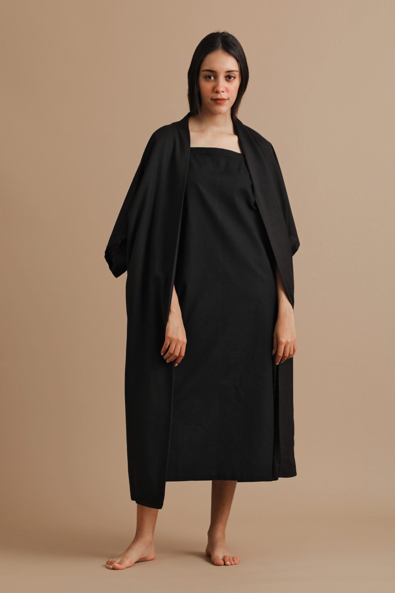 Black Crepe Shrug Dress– Be Yourself
