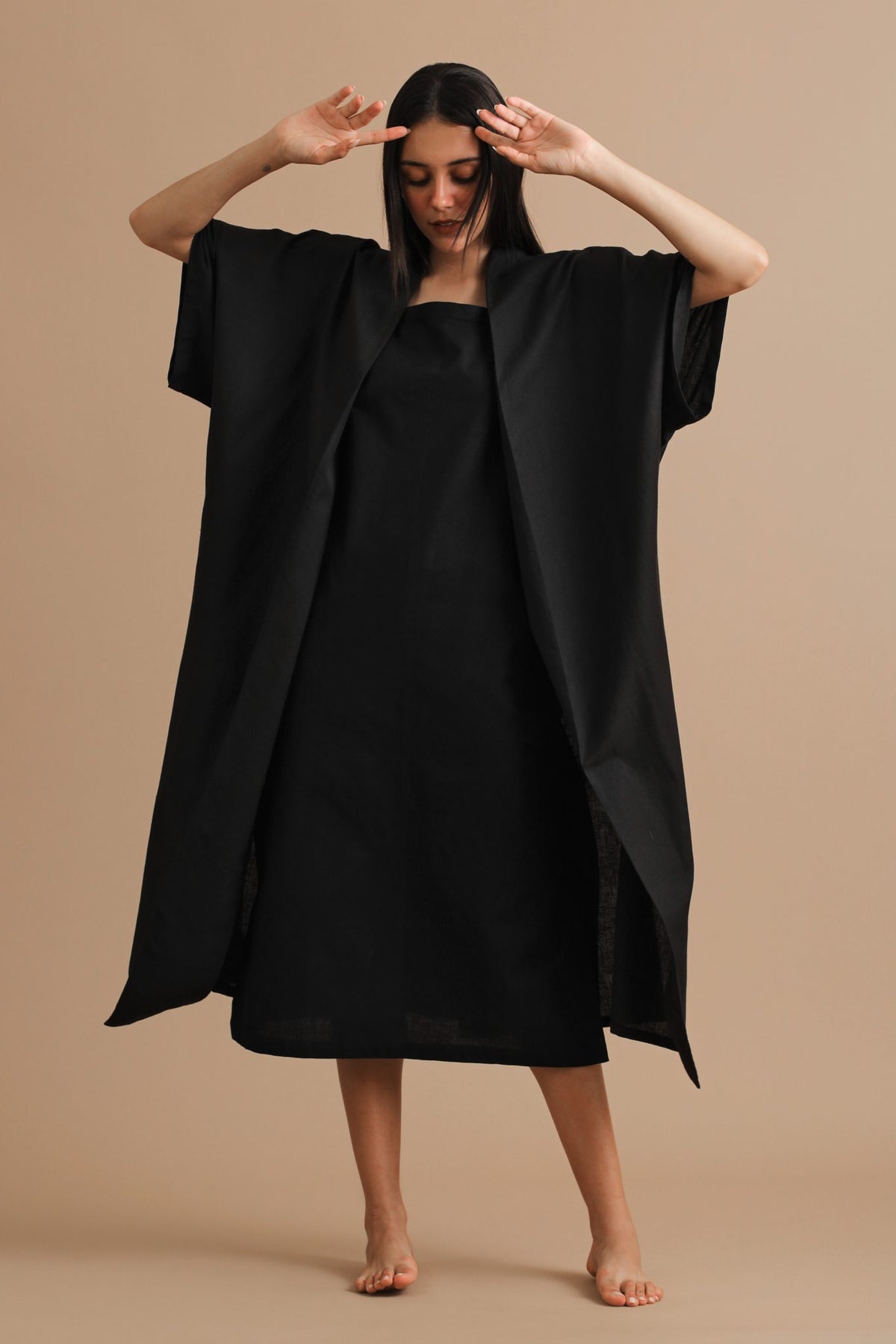 Black Crepe Shrug Dress