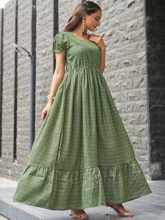 Printed Cotton Silk Maxi