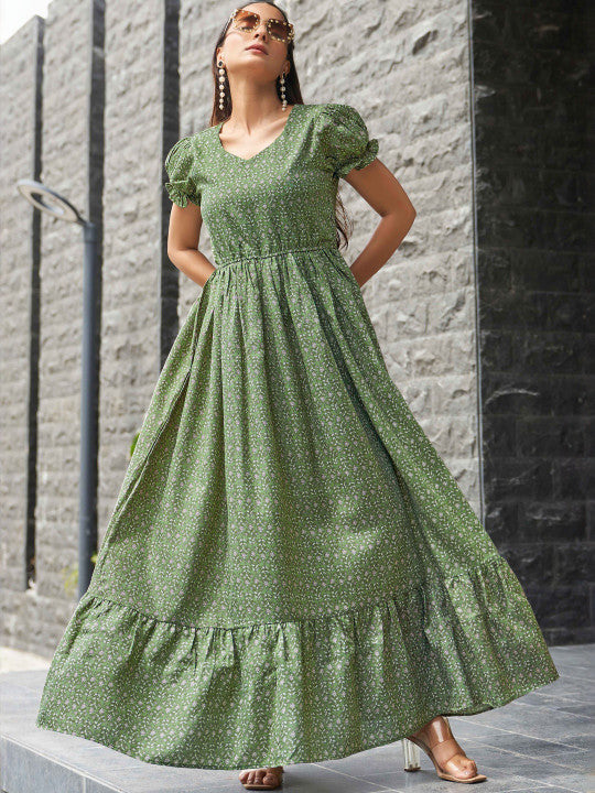 Printed Cotton Silk Maxi