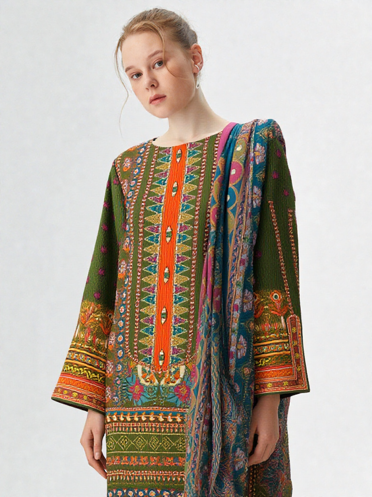 3 Piece Khaddar Suit-Printed