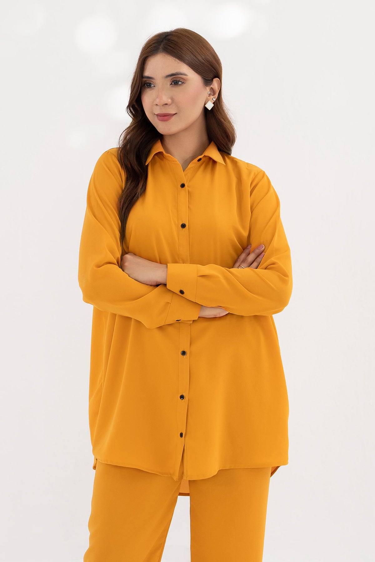 Mustard Crepe Co-ord Set