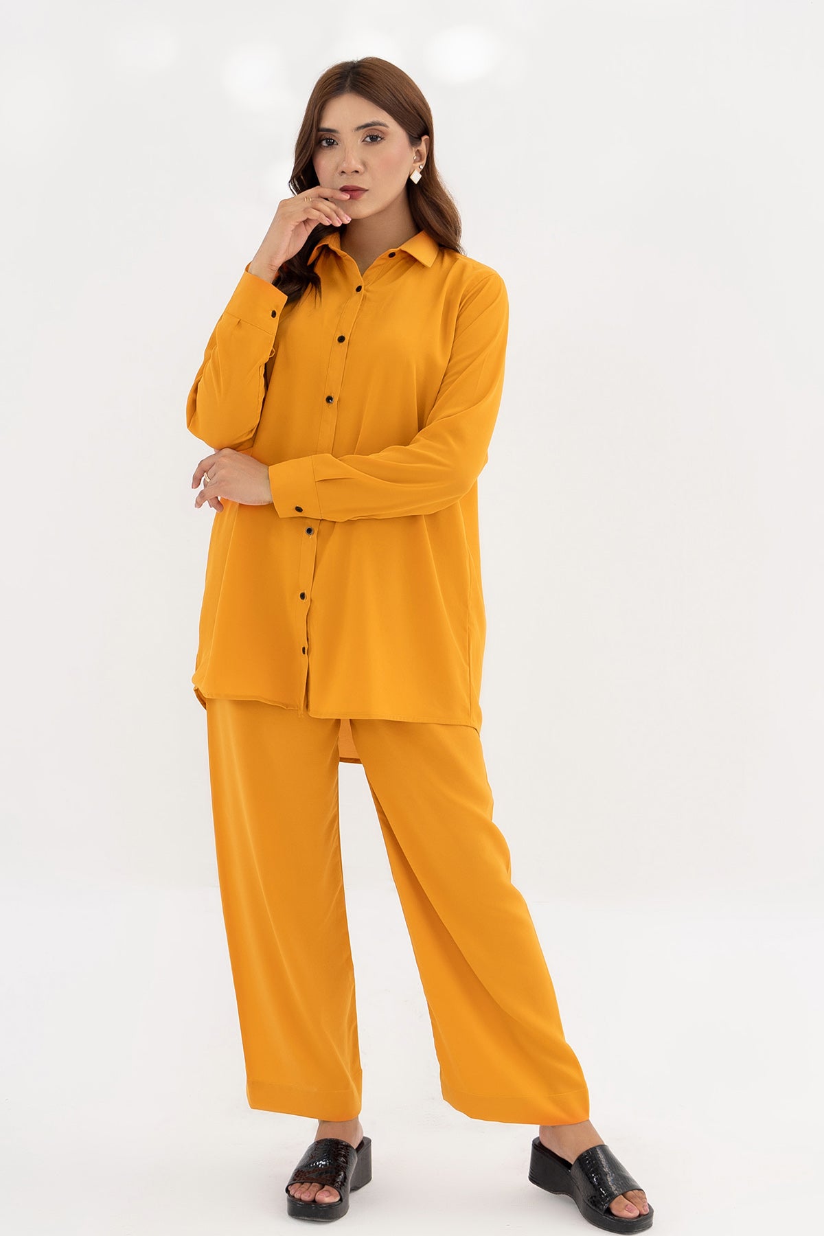 Mustard Crepe Co-ord Set