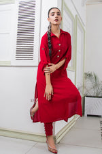 Red Collar Solid Dress