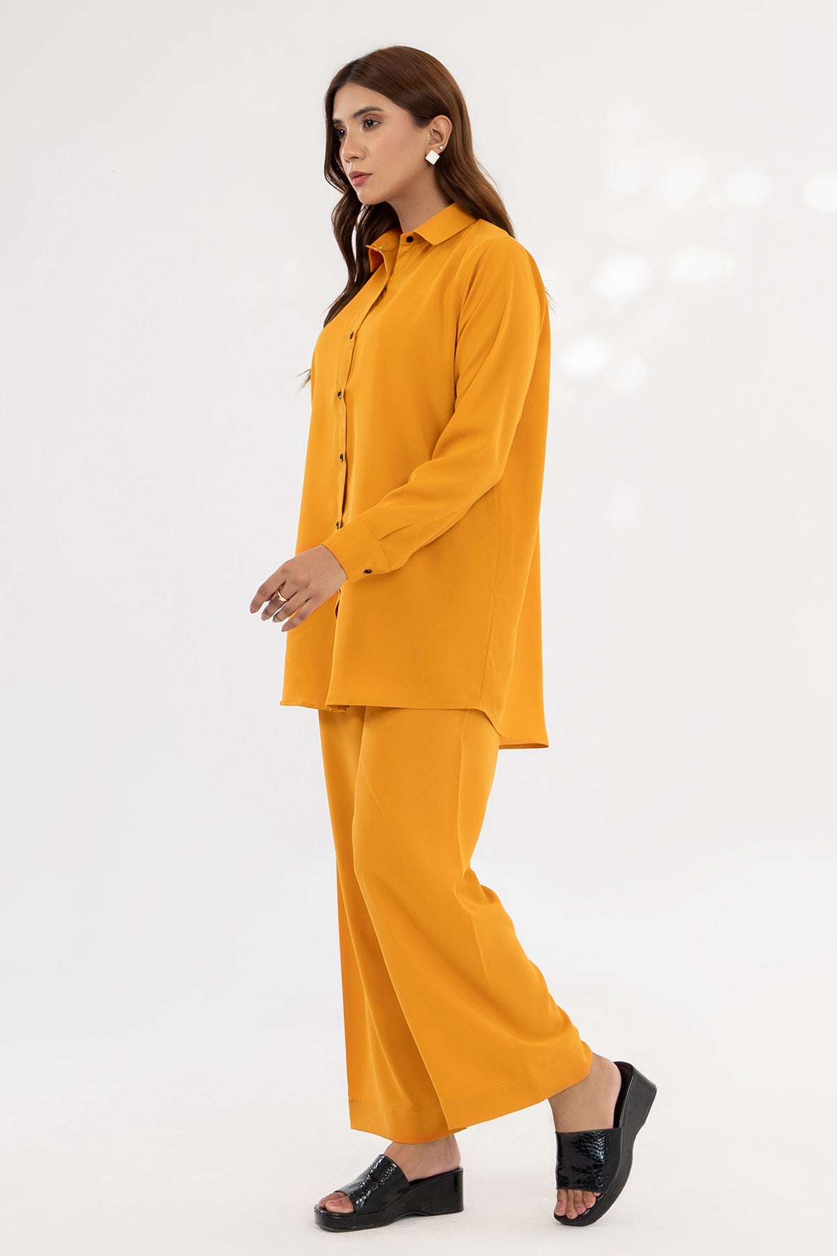 Mustard Crepe Co-ord Set