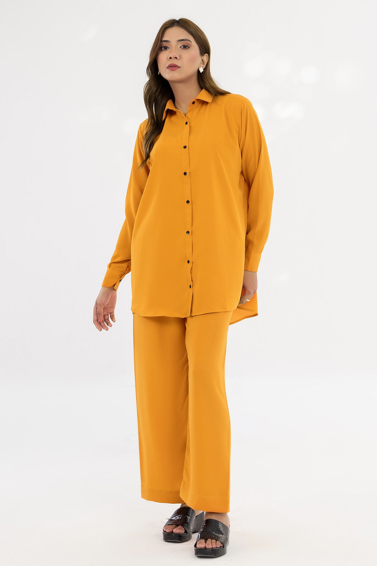 Mustard Crepe Co-ord Set