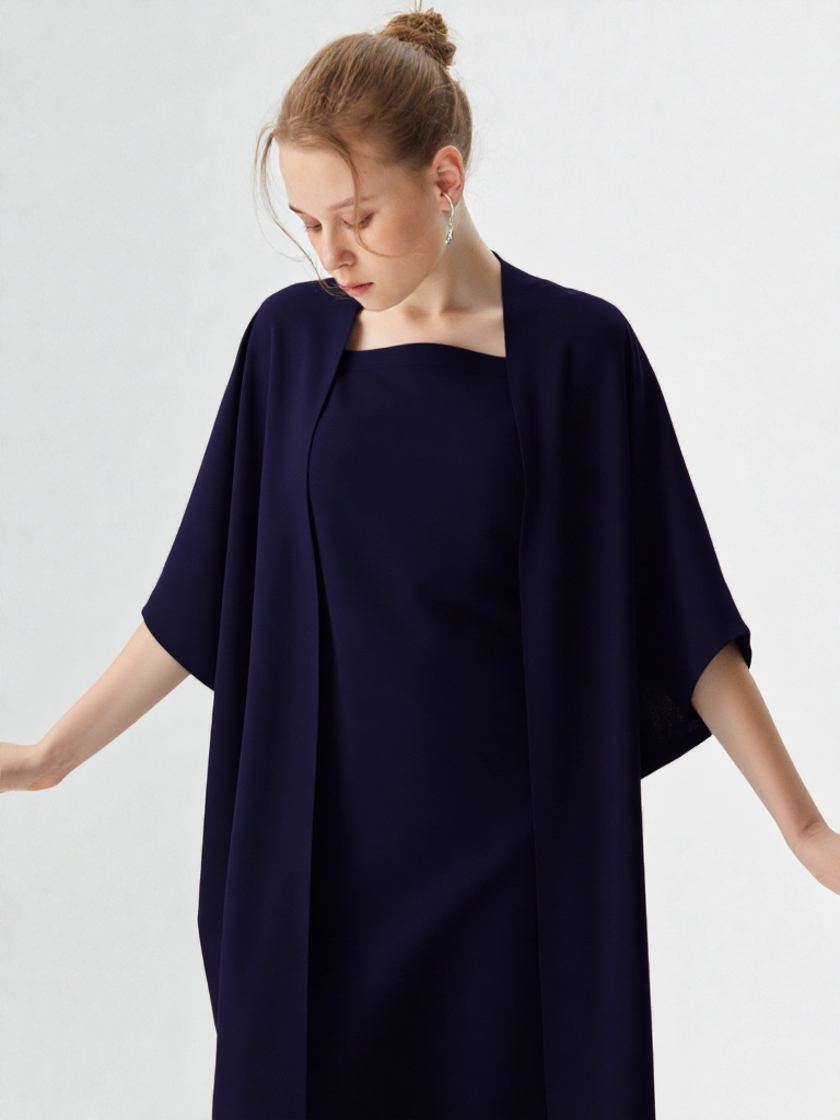 Navy Crepe Shrug Dress Be Yourself Navy Crepe Shrug Dress Be Yourself