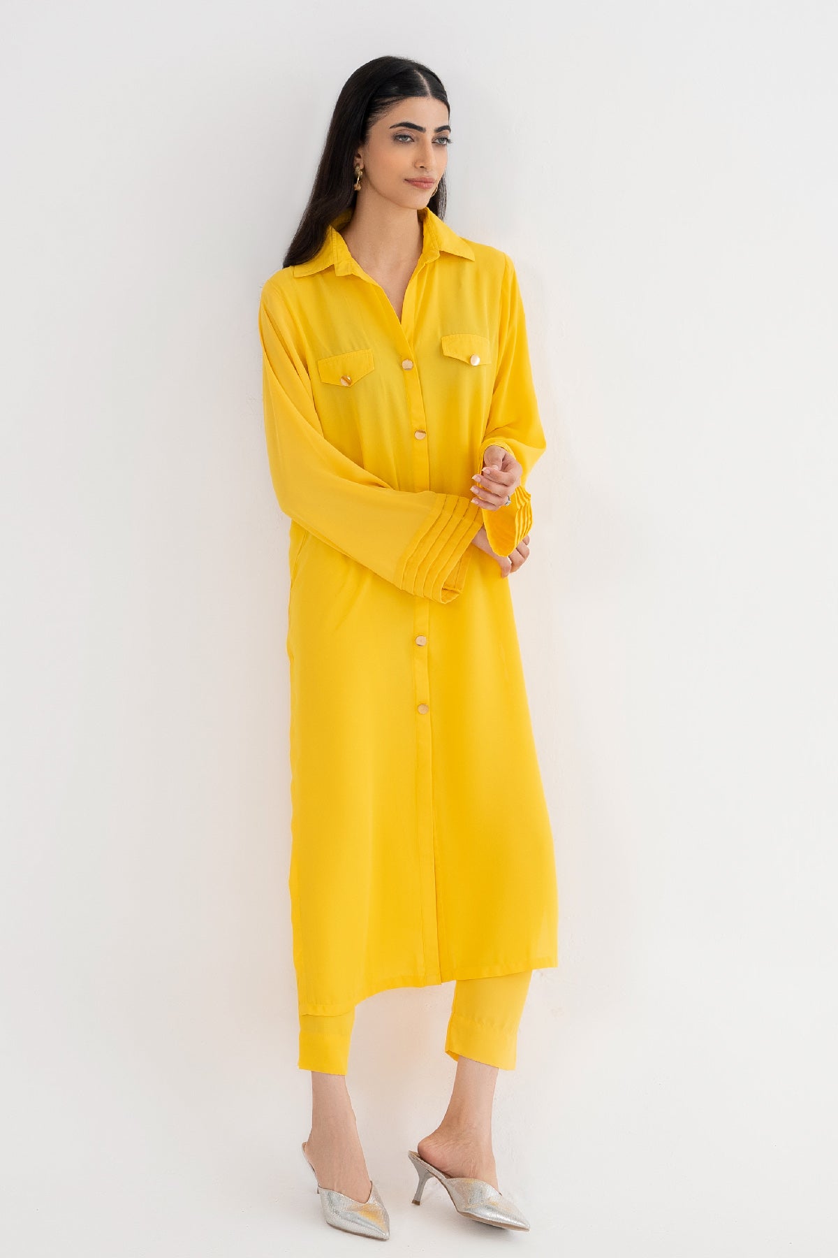 Yellowish Mustard Collar Dress