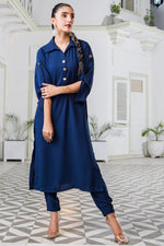 Navy Blue Collar Dress