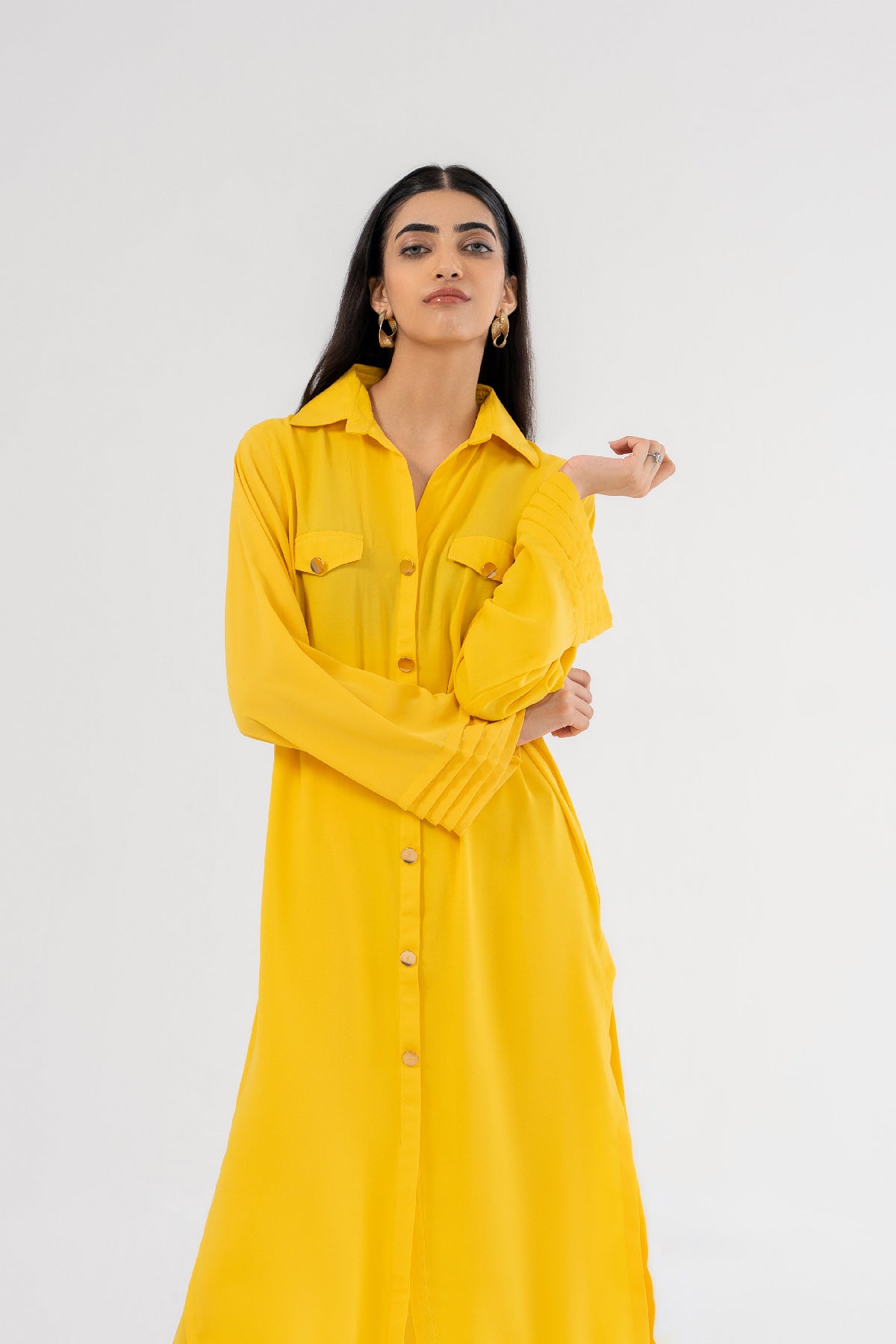 Yellowish Mustard Collar Dress