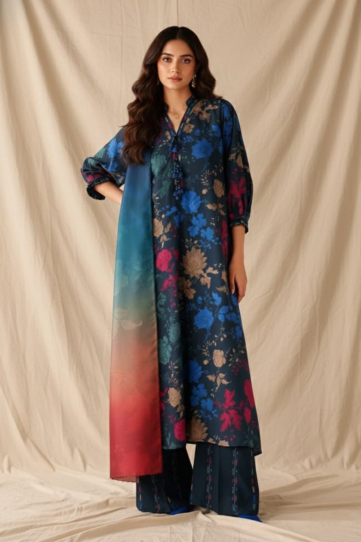 3 Piece Khaddar Suit-Printed