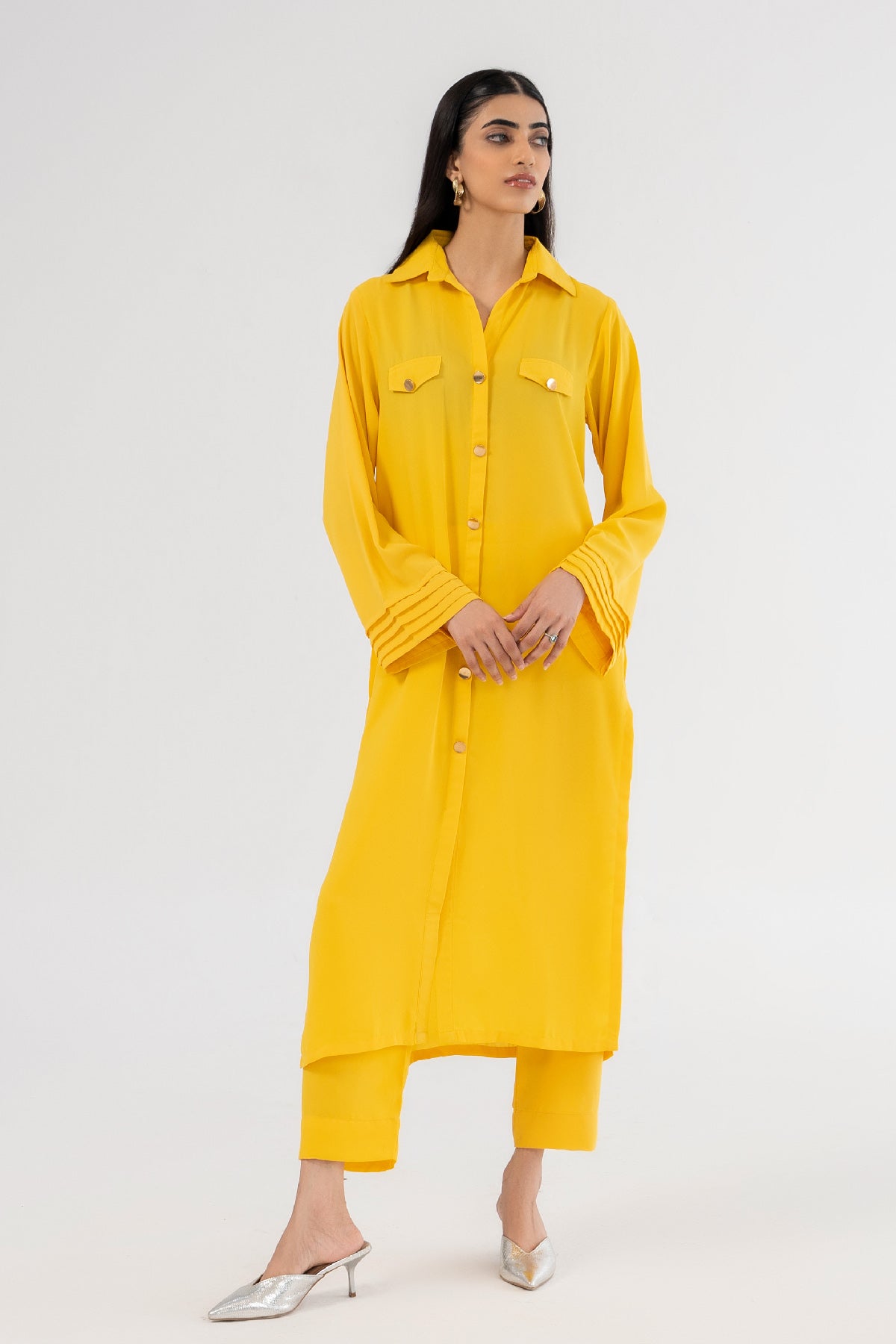 Yellowish Mustard Collar Dress