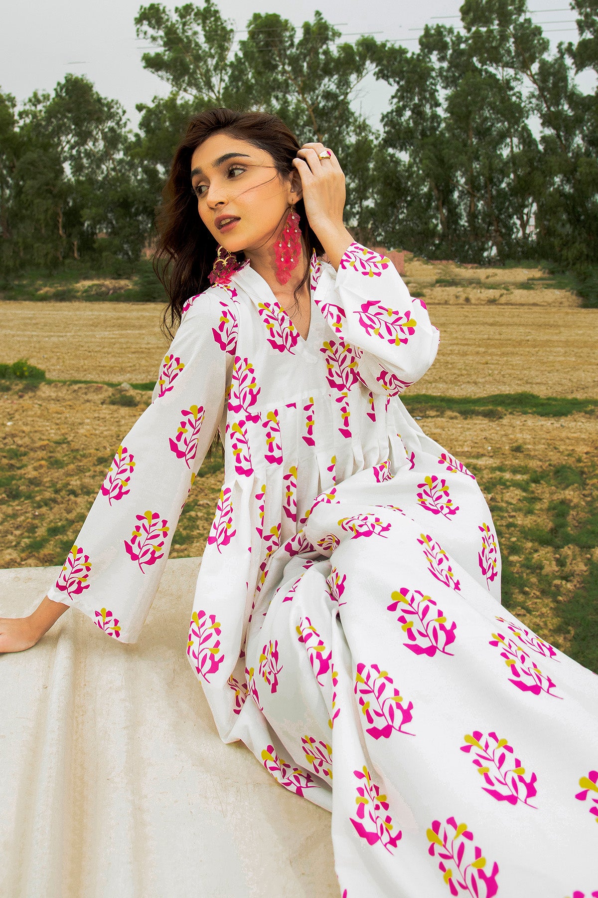 Printed Cotton Silk Maxi